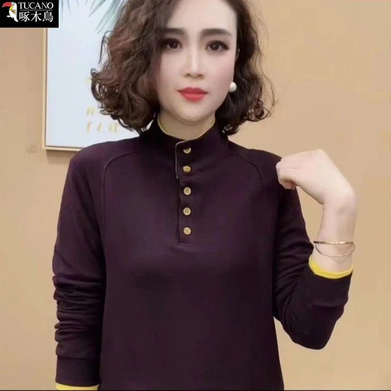 啄木鸟新款长袖时尚百搭运动上衣2025秋冬双面德绒保暖立领卫衣女