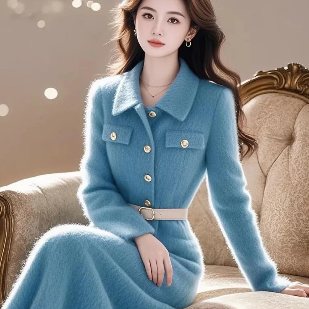 超好看小香风连衣裙女2025春季新款气质名媛法式时尚收腰针织长裙