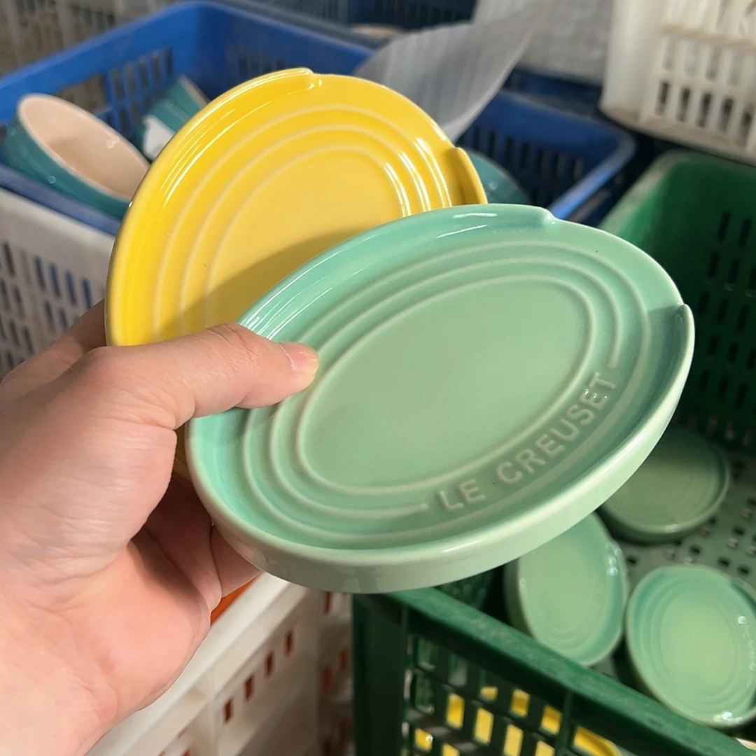陶瓷 椭圆勺托 青羽 黄色