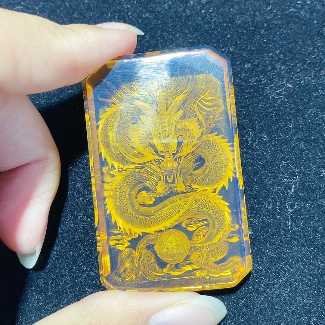 蓝珀未镶嵌珠宝奇石531子冈龙牌