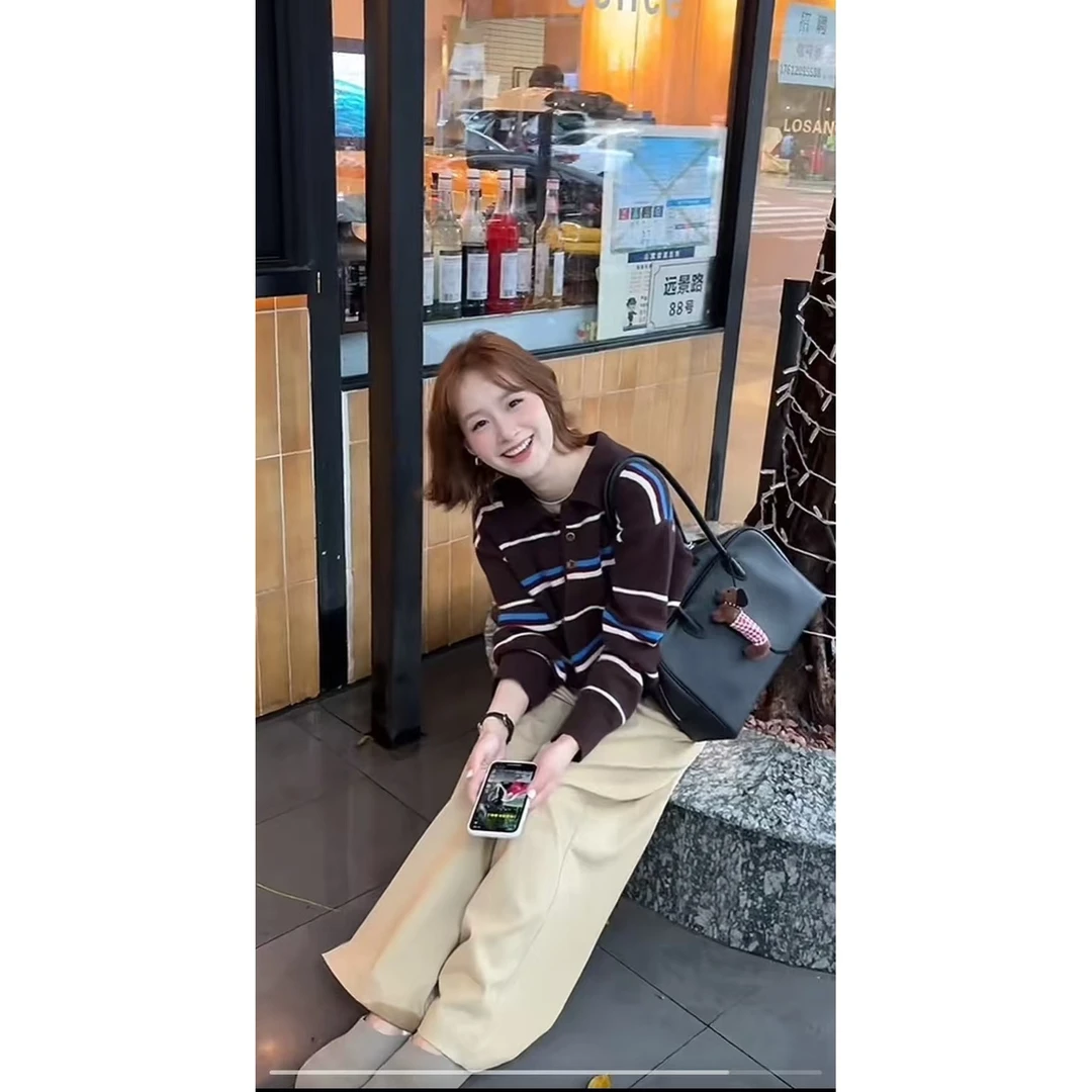 J-350904#Miu系女孩都爱的100羊毛条纹毛衣