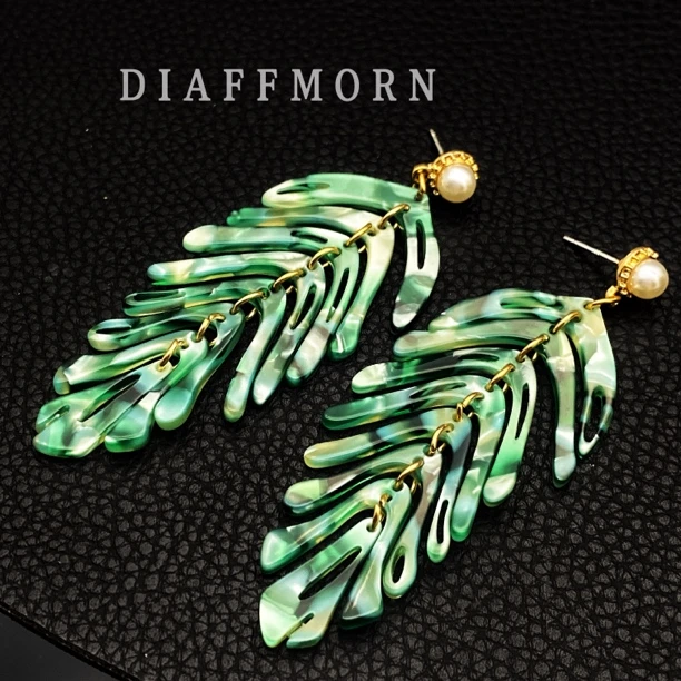 合金亚克力耳饰 Y.M〖树影摇曳〗明星同款复古港风小众气质耳环