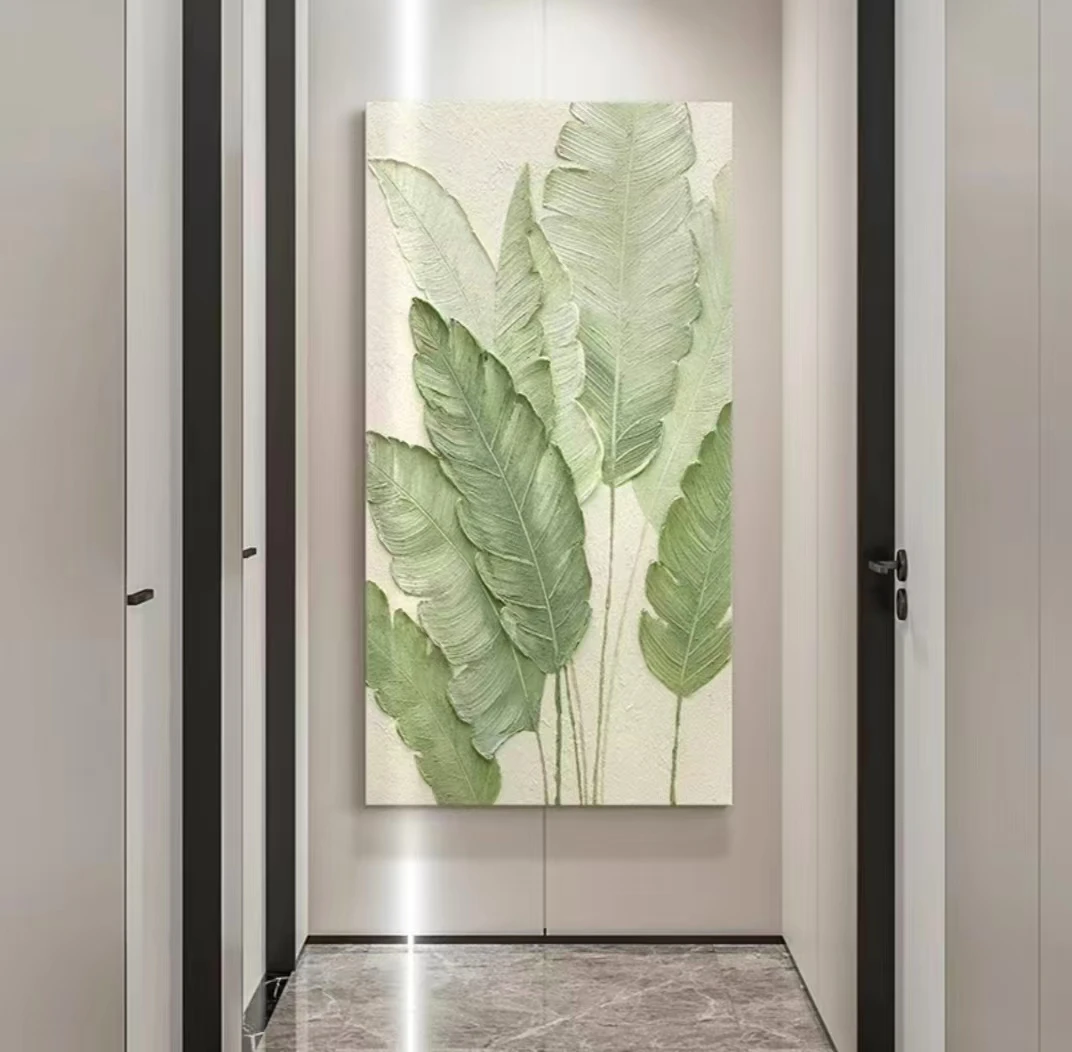 家大叶大肌理画玄关过道装饰画