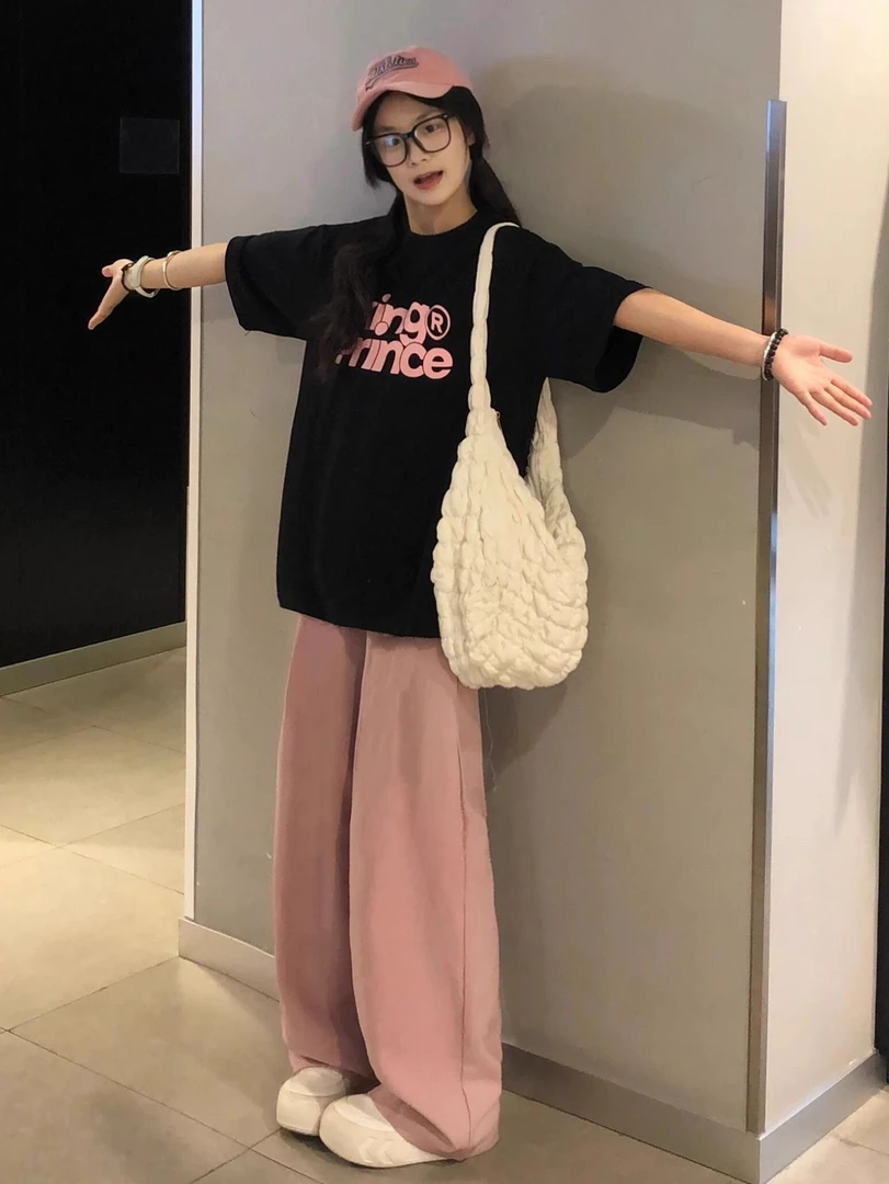 休闲运动套装女款夏季学生百搭显瘦修身薄款阔腿裤韩版宽松两件套