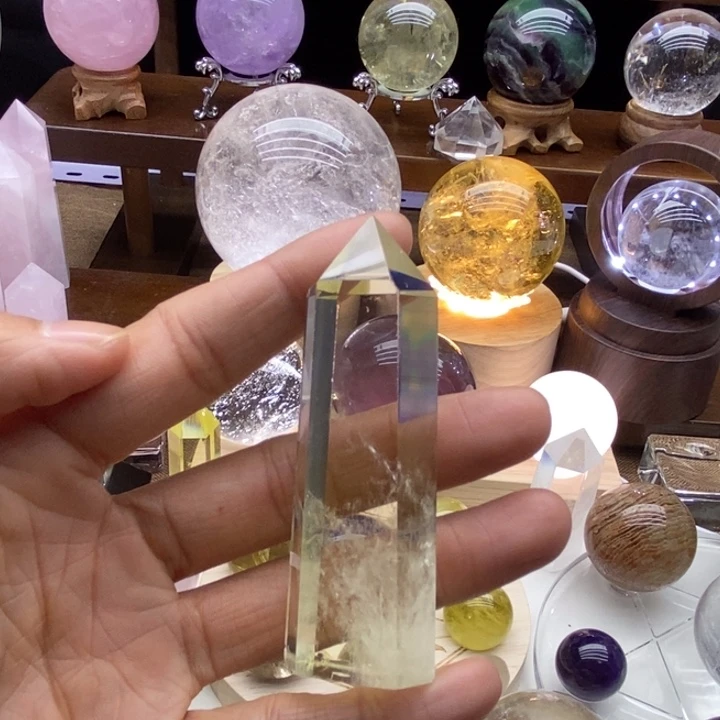 水晶摆件未镶嵌金****5黄水晶柱6