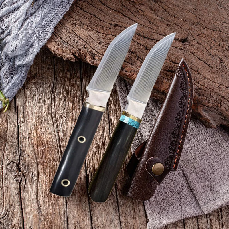 大马士革手把肉水果小刀高硬度锋利户外多功能刀高档厨房家用小刀