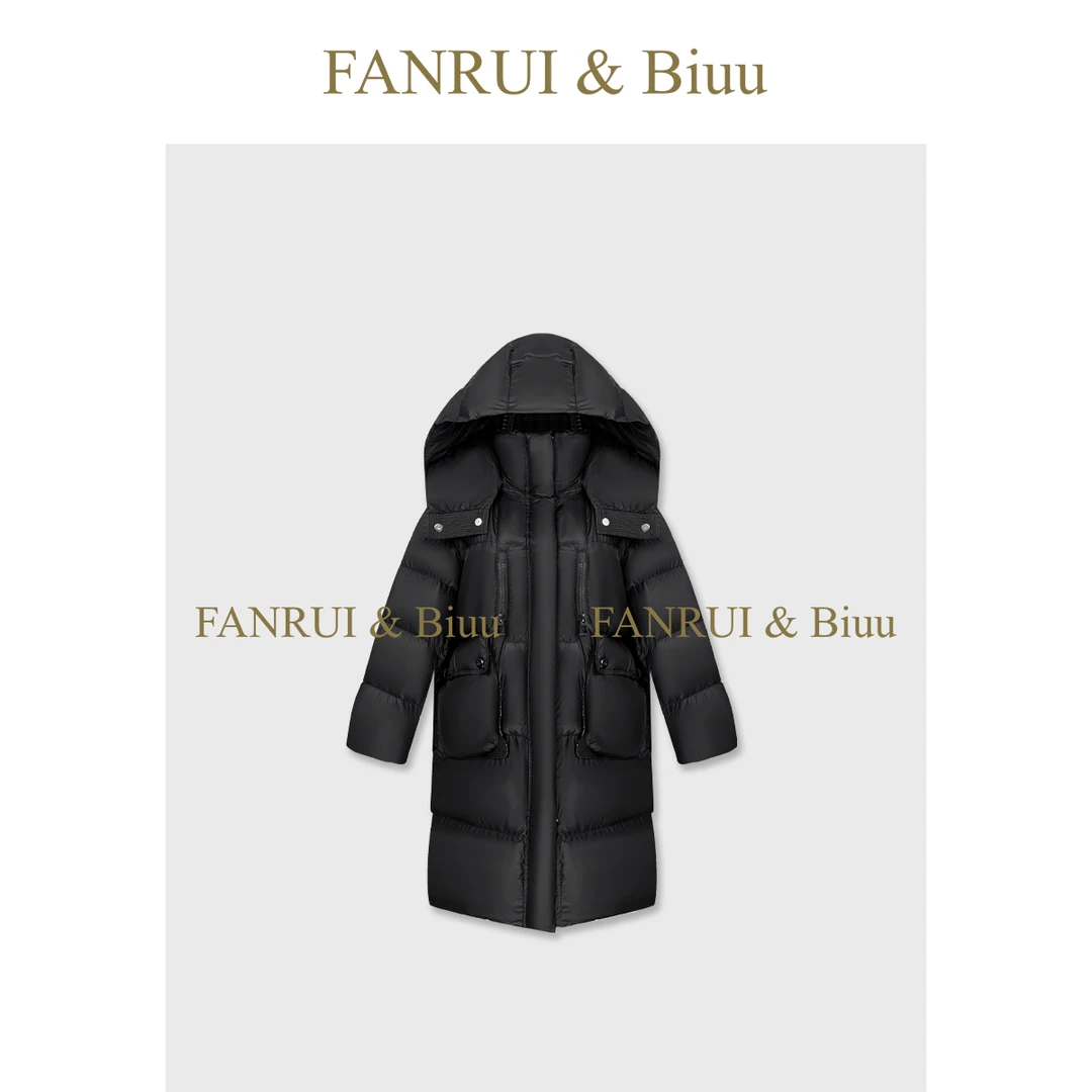 FANRUI/泛芮「暗香疏影」白鸭绒保暖加厚中长款羽绒服外套女B18835