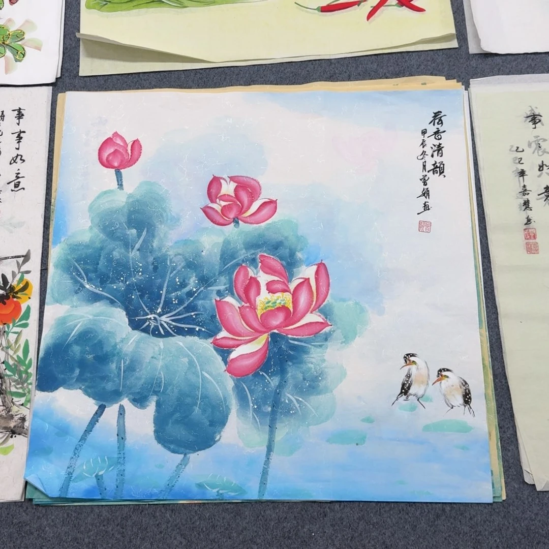 国画四尺斗方70X70纯手绘作品