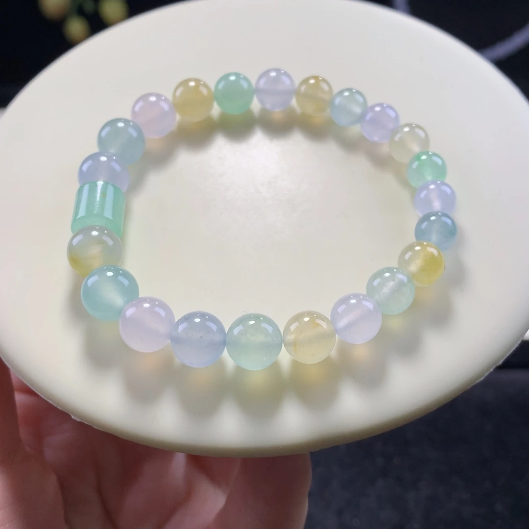 翡翠未镶嵌手串梦幻马卡龙