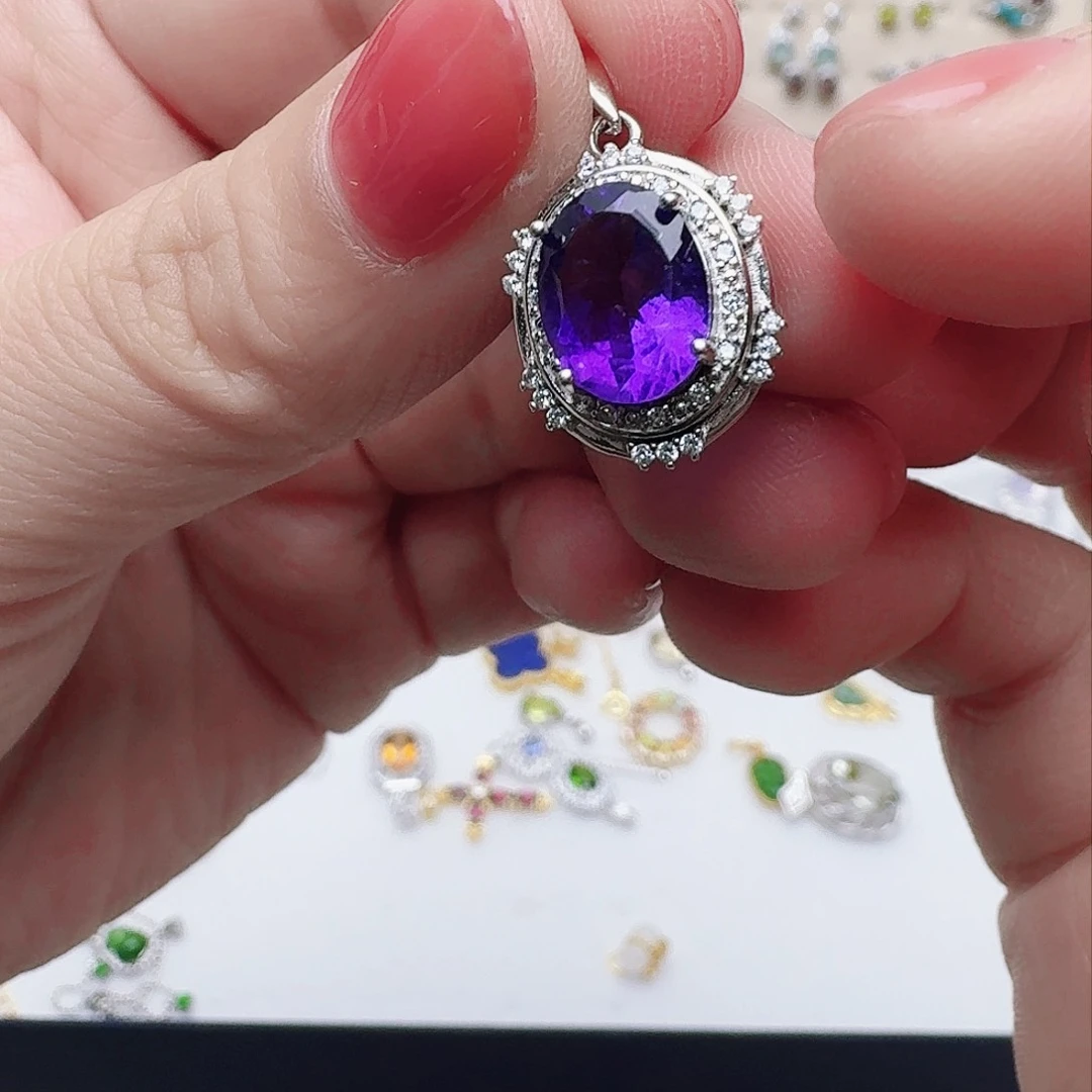 水晶吊坠(不含链)银S925镶嵌