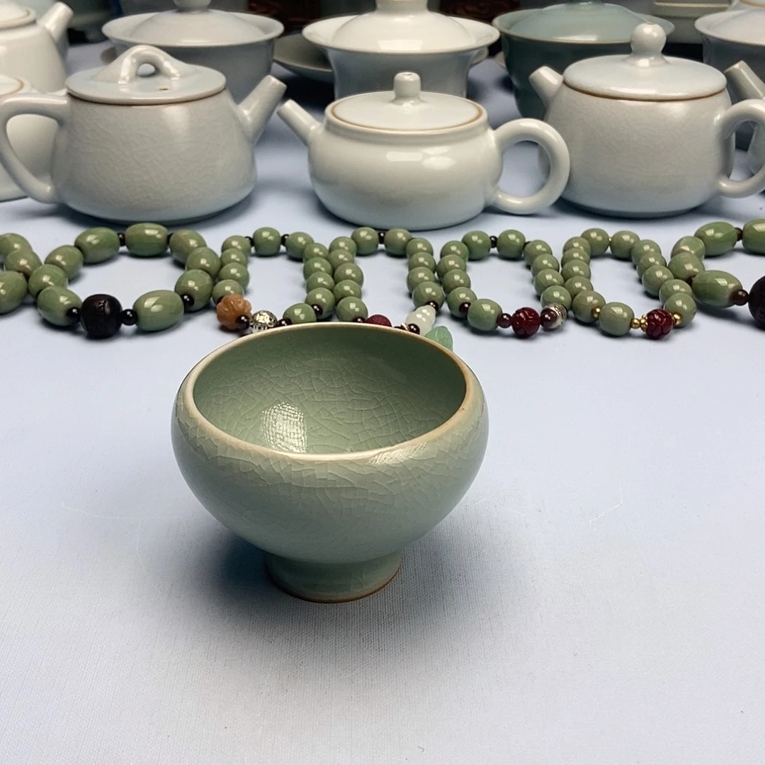 杯青绿釉鸡心碗杯原矿原釉原产地