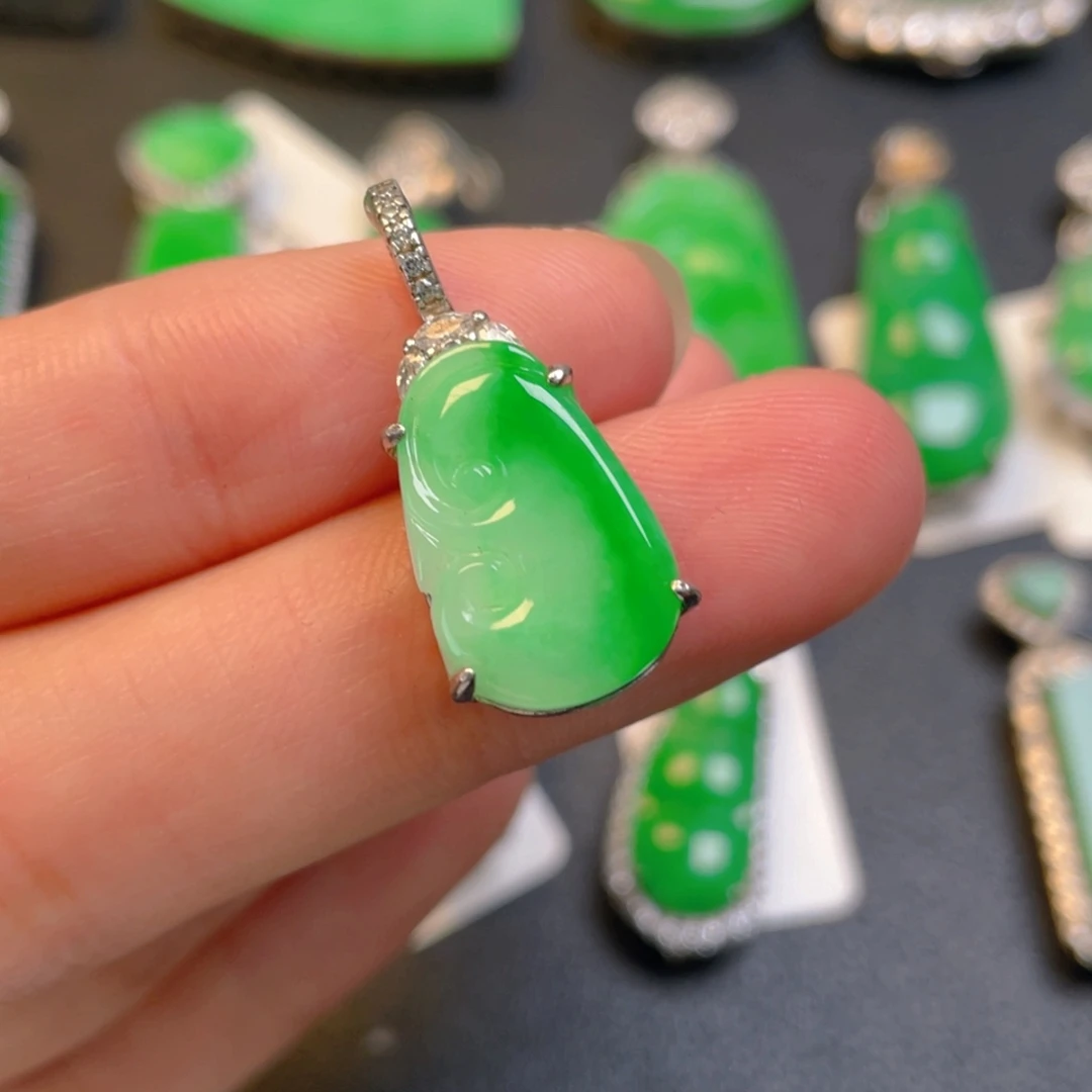 翡翠银S925镶嵌吊坠(不含链)