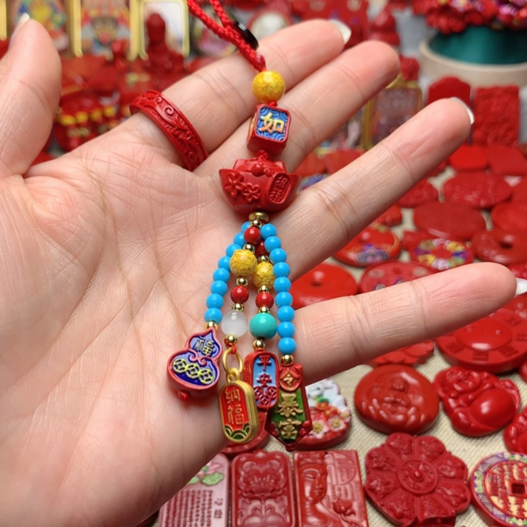 天然辰砂工艺品朱砂钥匙扣