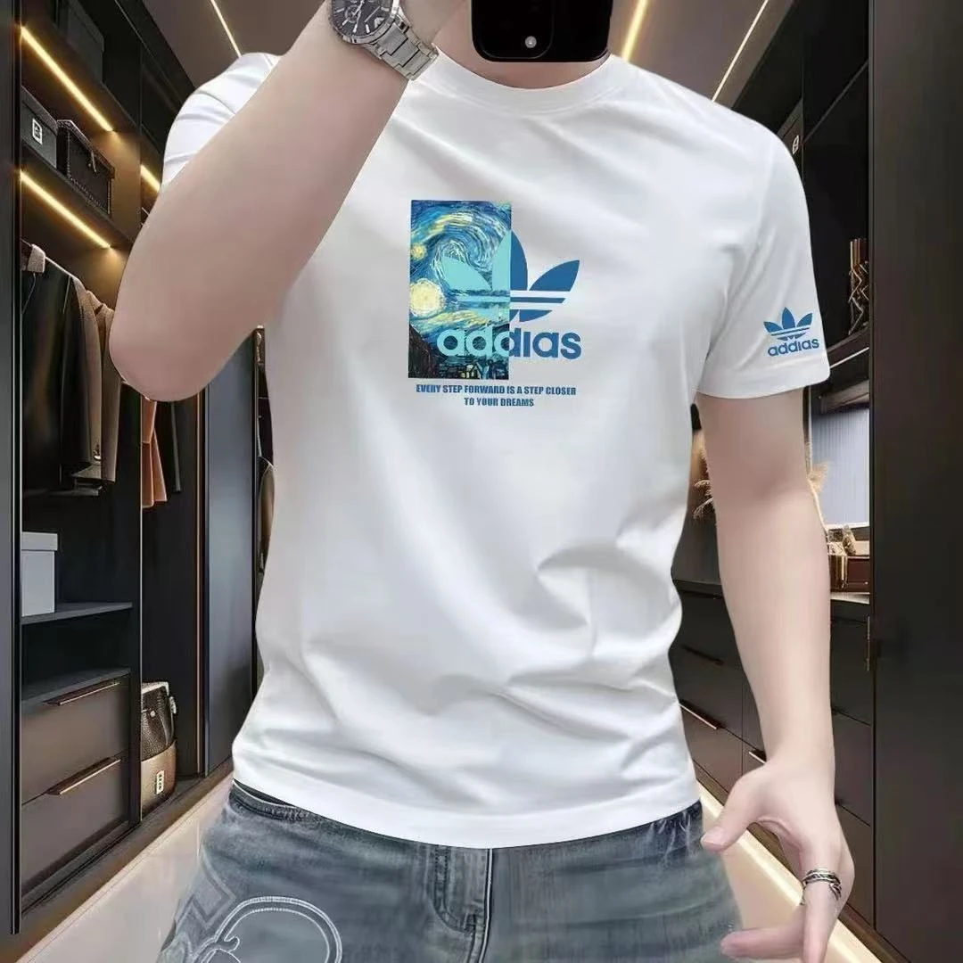 男士圆领青春活力T恤时尚休闲百搭半袖简约潮流夏季短袖T恤印花