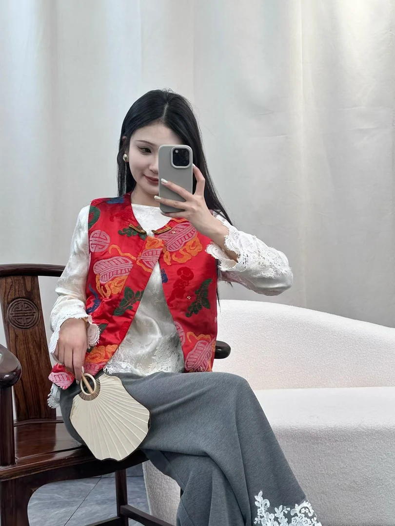 CHUNTIAN【道家八宝】新中式国章绒提花马甲