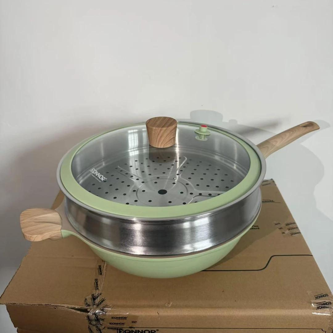 DONNOR32cm贝丽炒锅绿色不粘锅全灶具通用