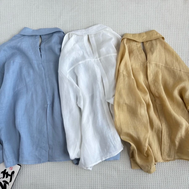 ［春春定制］新款韩版百搭修身显瘦时尚纯色POLO领休闲长袖衬衫6646