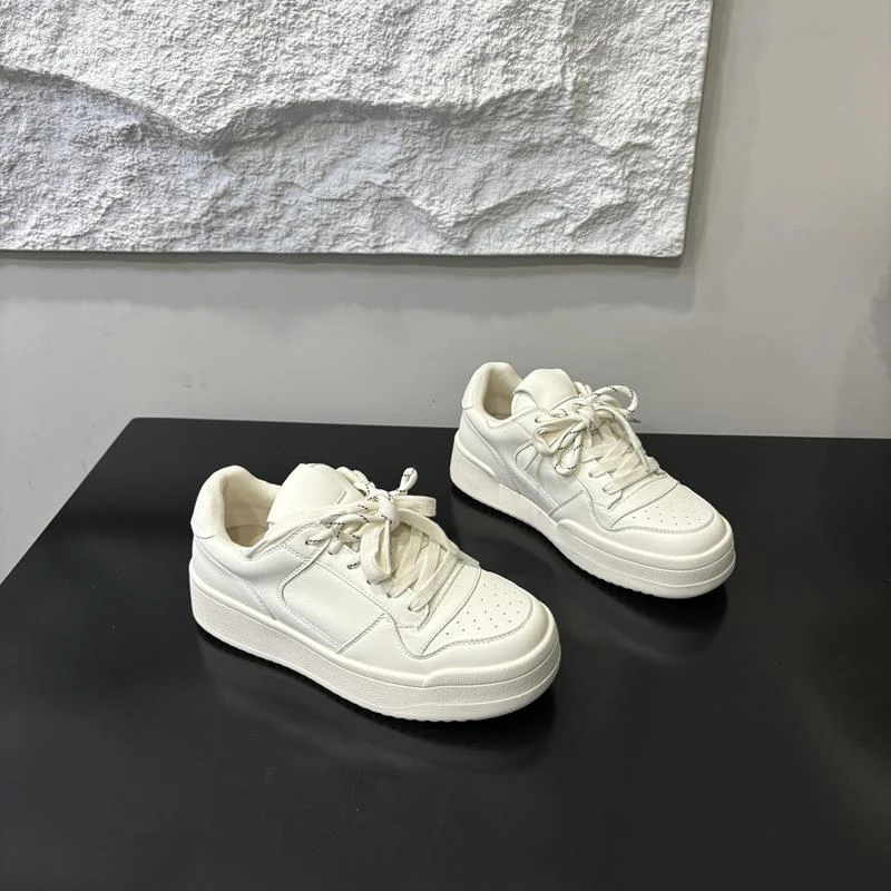 高端女春季韩版圆头双鞋带时尚厚底鞋女款鞋子百搭小众鞋子小白鞋