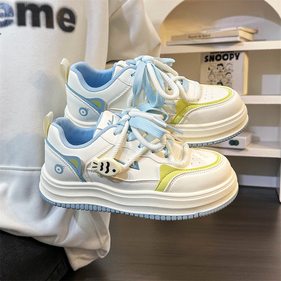 回力猫咪小鱼板鞋女皮面2025新款百搭面包鞋小众学生运动小白鞋女