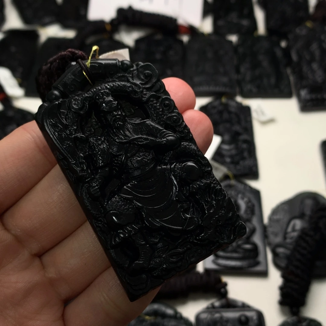 天然缅甸a货钢琴黑挂件