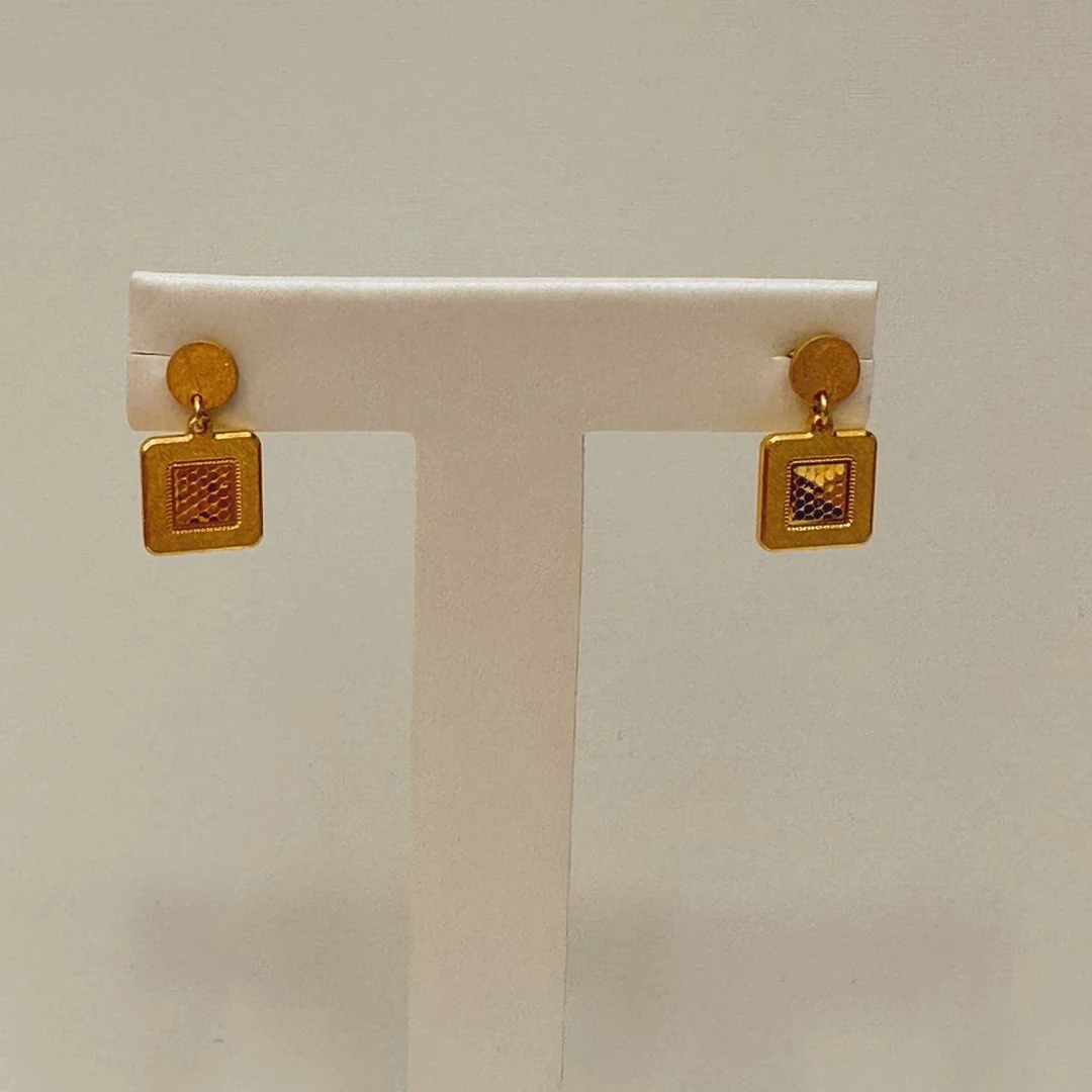 足金999鱼鳞方糖耳饰44
