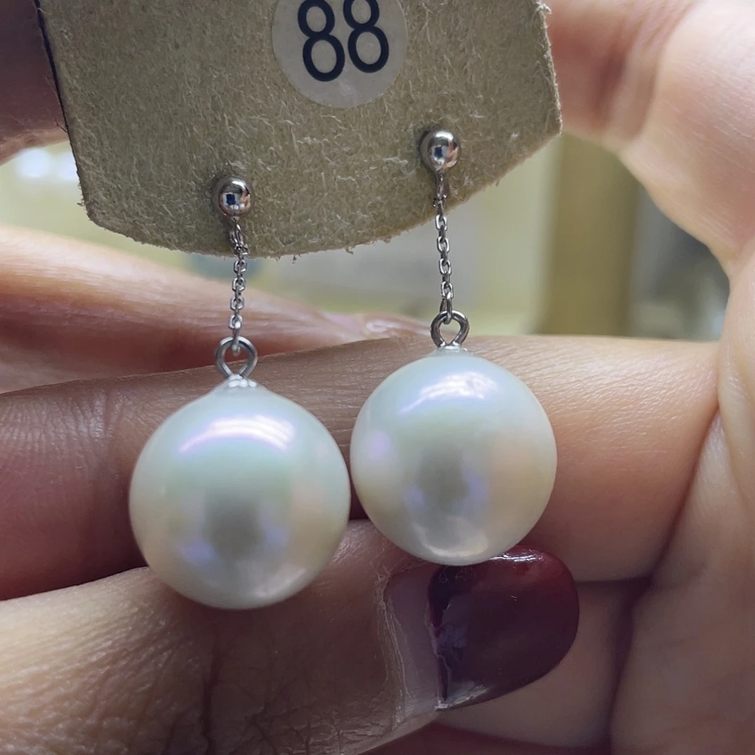 银S925镶嵌耳饰淡水珍珠