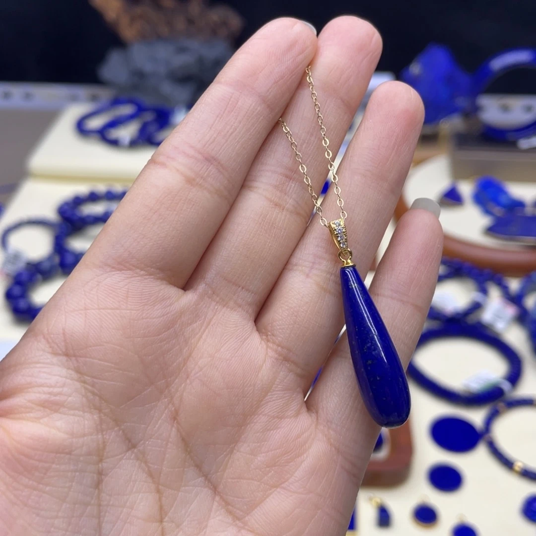 银S925镀金镶嵌青金石吊坠