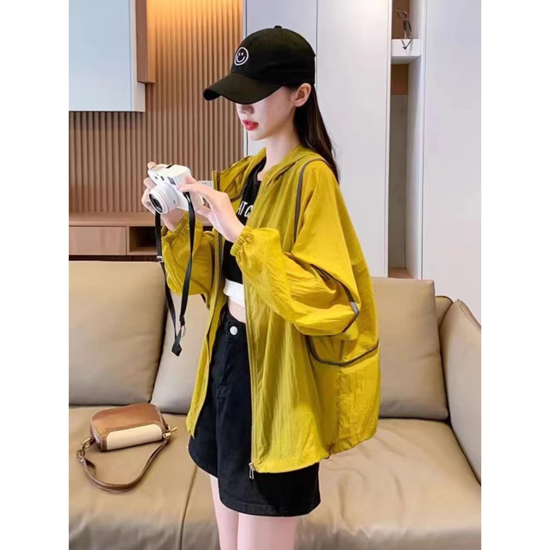 长袖防晒运动洋气短款休闲百搭连帽宽松显瘦夏季透气薄款2405#