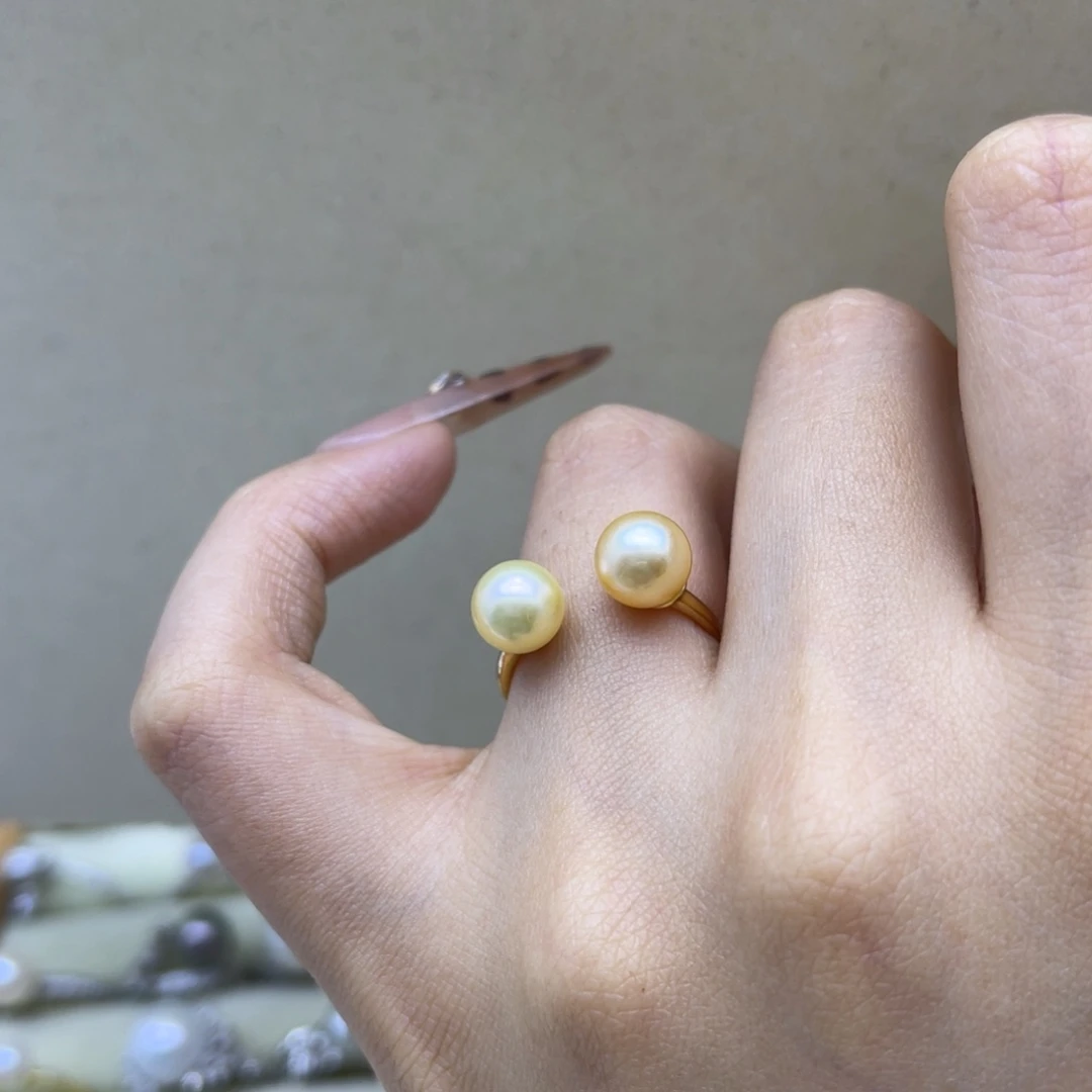 戒指海水珍珠银S925镶嵌