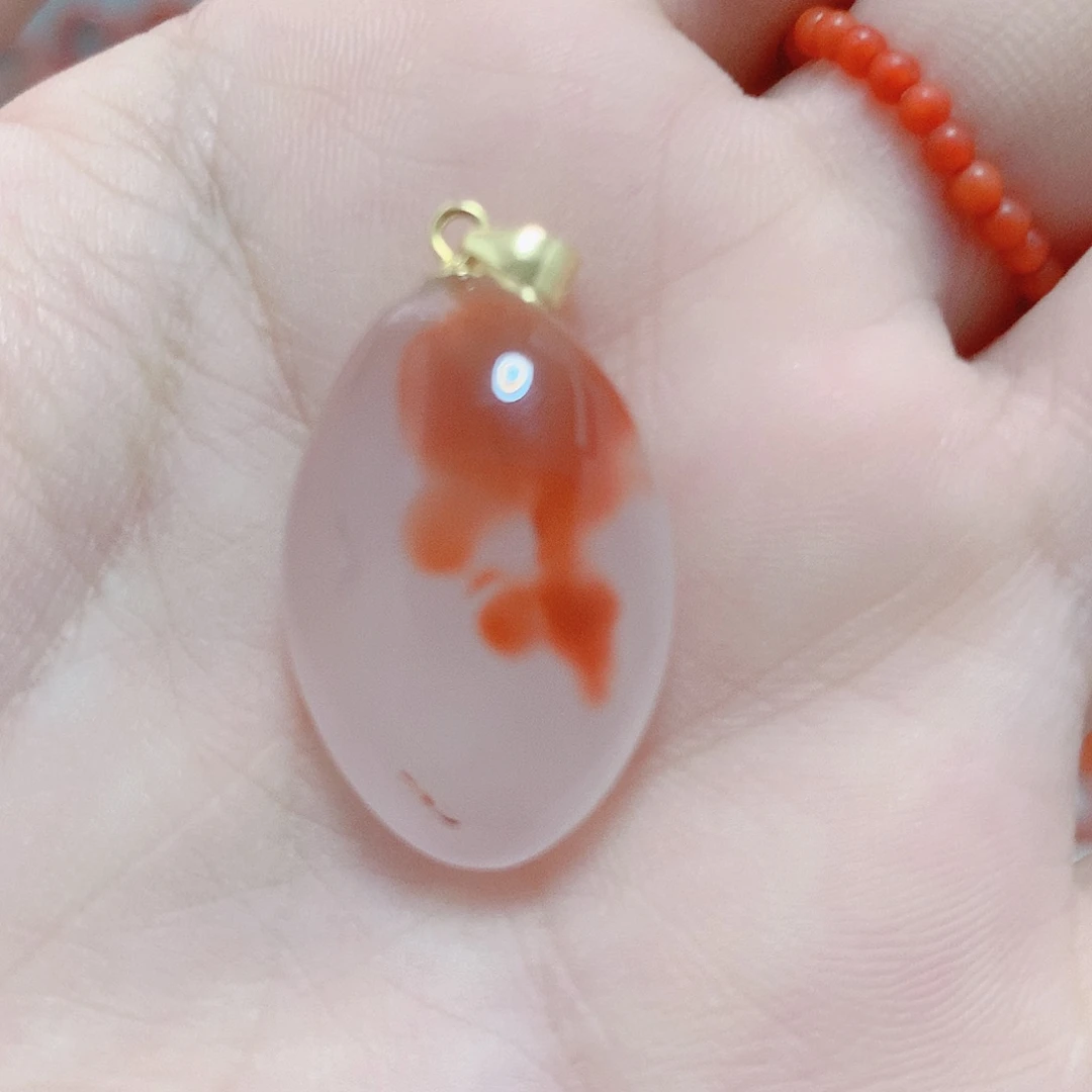 南红玛瑙银S925镶嵌吊坠(不含链)