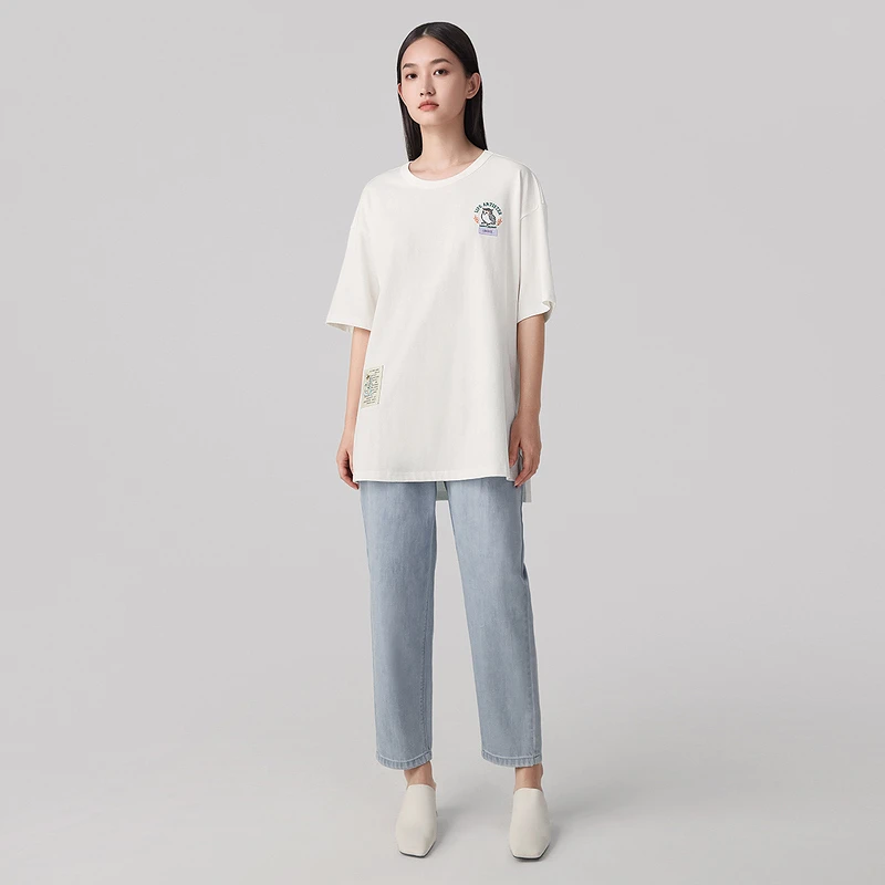 【商场同款】茵曼松弛感纯棉T恤2025夏季女装新款印花宽松上衣