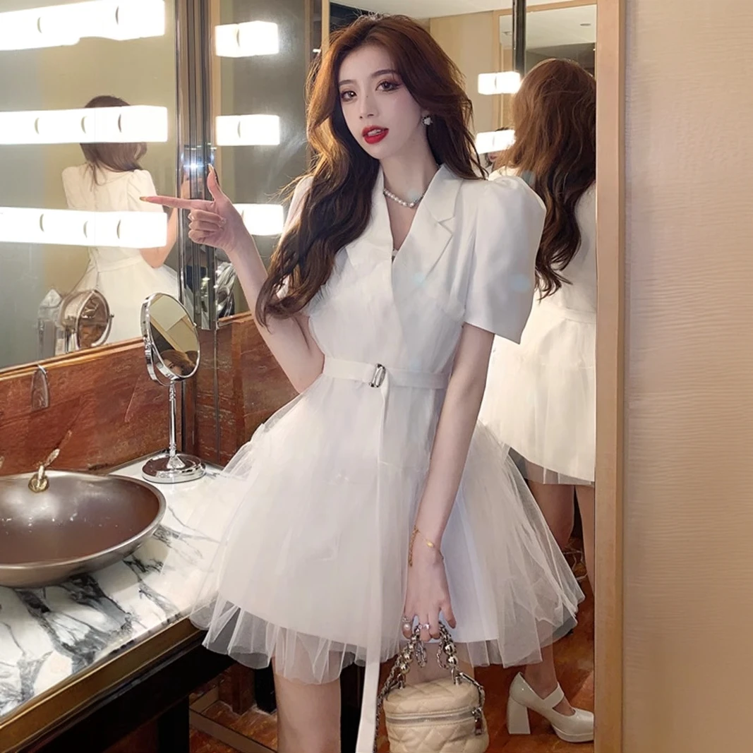 法式轻熟御姐风高级感西装裙2025夏季接小众设计感职业装连衣裙女