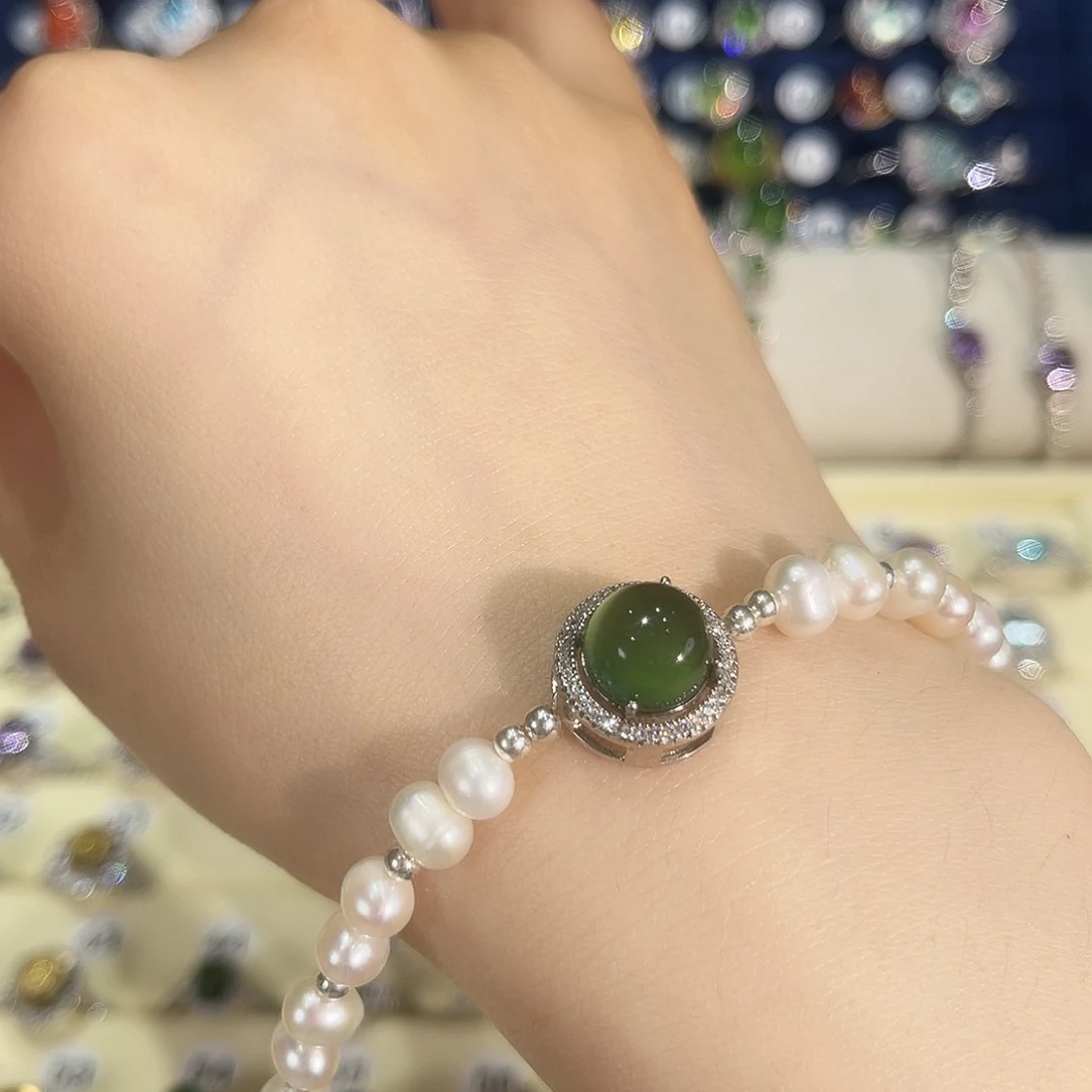 岫玉银S925镶嵌戒指?***?手链