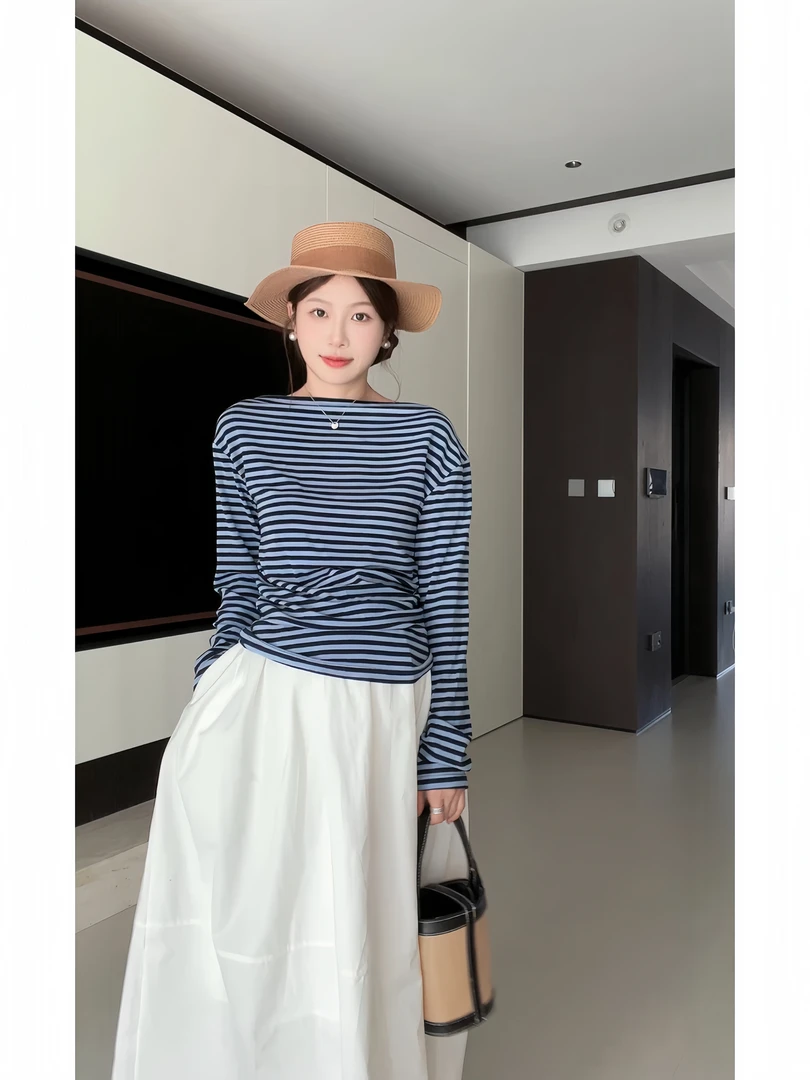 senenmu 口袋半裙 春夏新款显瘦高腰半身裙孕妇装气质百搭春季