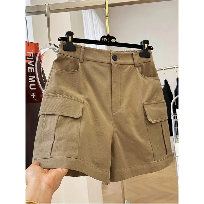 特大码300斤胖MM高级感A字宽松阔腿休闲工装短裤夏季显瘦高腰裤子