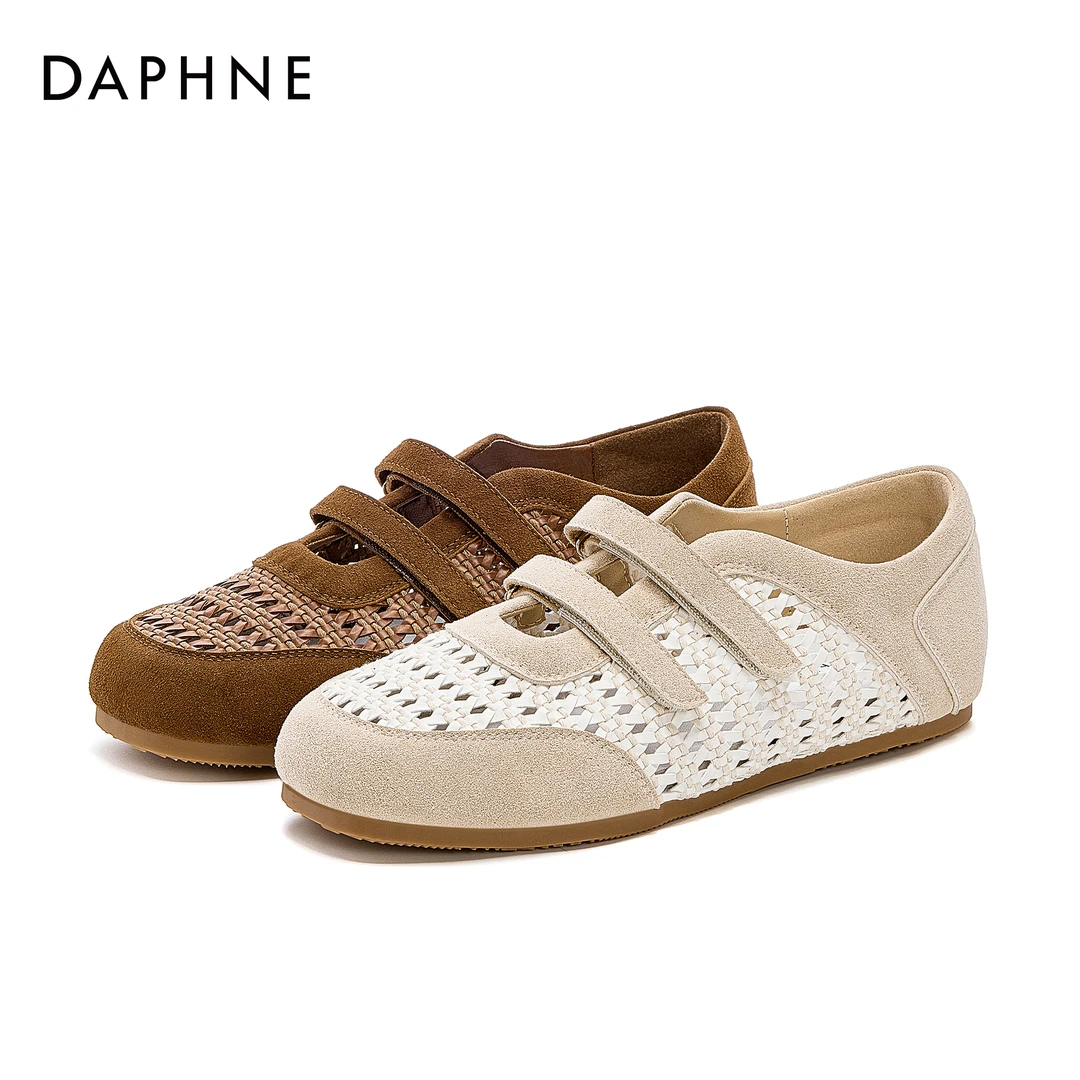 【宋茜代言】达芙妮2025编织耐磨透气镂空夏季时尚休闲鞋软底