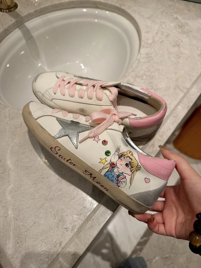 【sKycaptian】GGD*原版定制牛皮3D印花擦脏工艺真皮休闲鞋SK028104