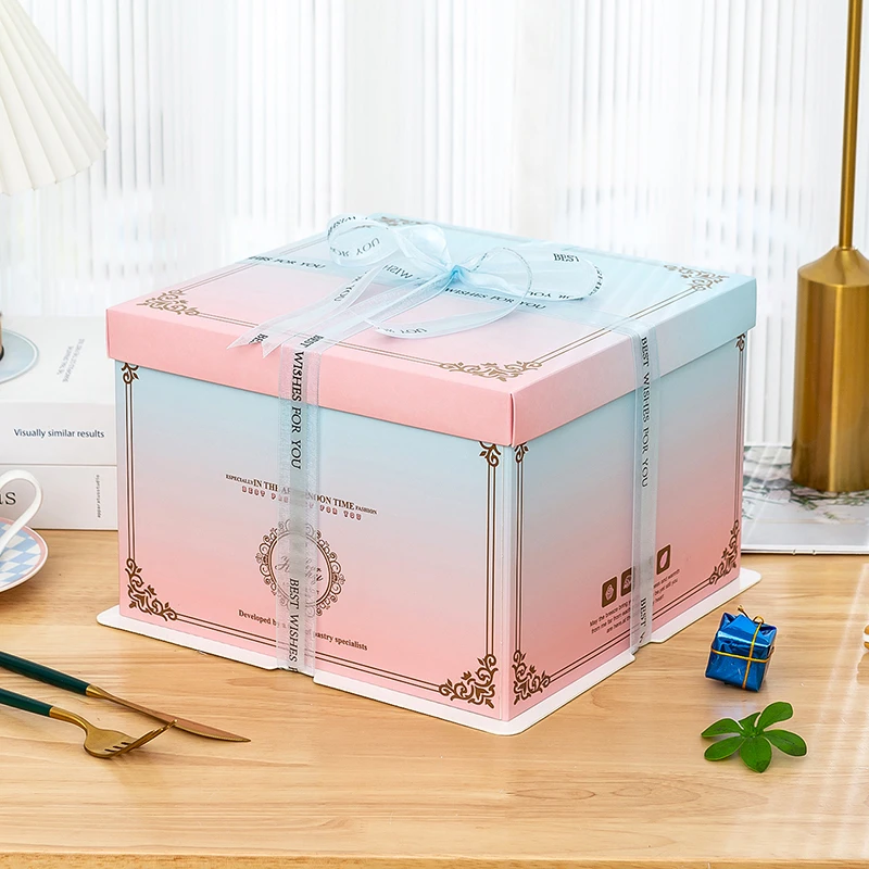 生日蛋糕盒子包装盒开窗6六8八十10寸单层双层加高高档简约定制