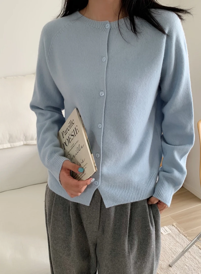 毛针织衫女圆领时尚秋冬开衫慵懒风