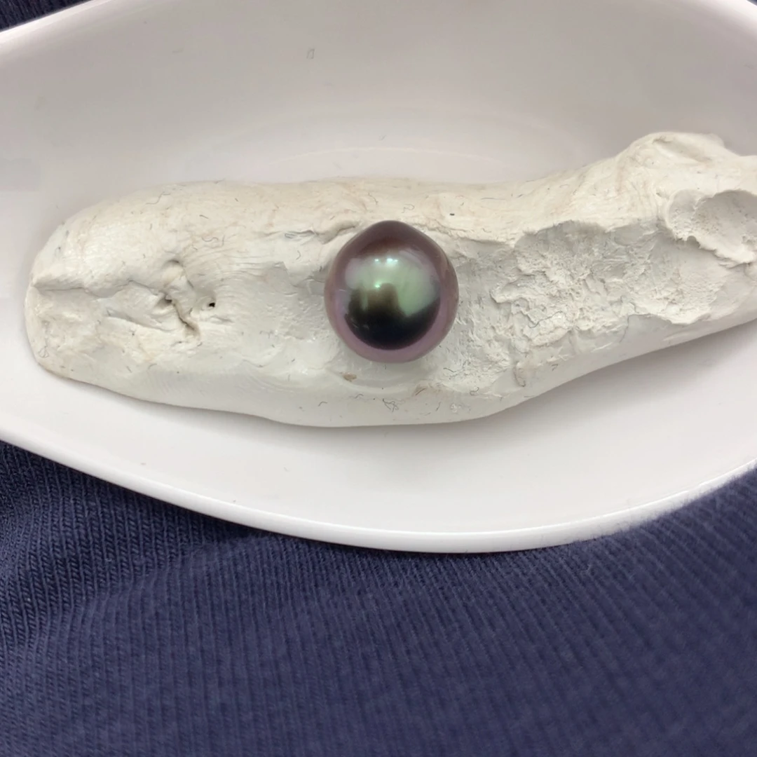 海水珍珠裸珠大溪地孔雀紫裸珠9.1mm