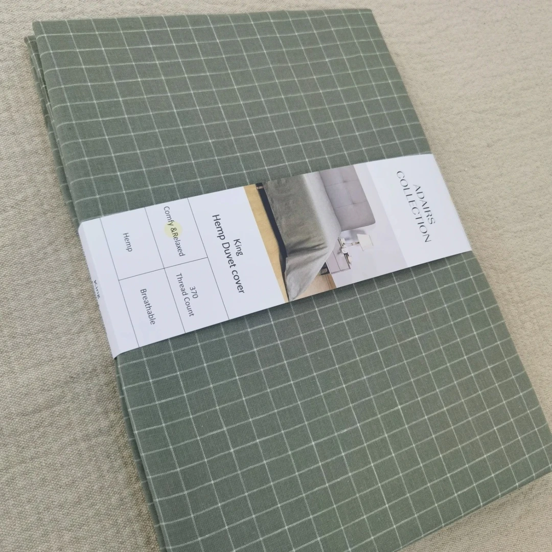 210*240汉麻绿色格子床单