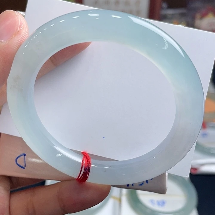翡翠未镶嵌手镯55圆条冰胶治愈系