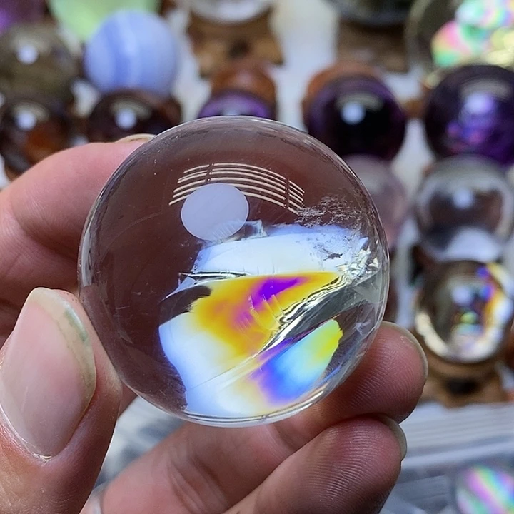 水晶彩虹水晶球未镶嵌刚*