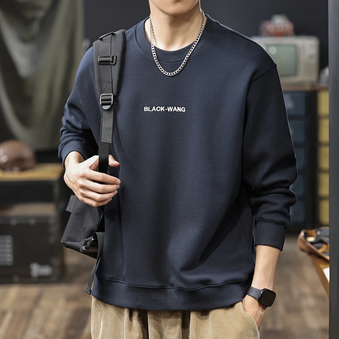 LEIGHZ/雷茨重磅圆领卫衣男士2025秋冬新款美式休闲潮流长袖外套