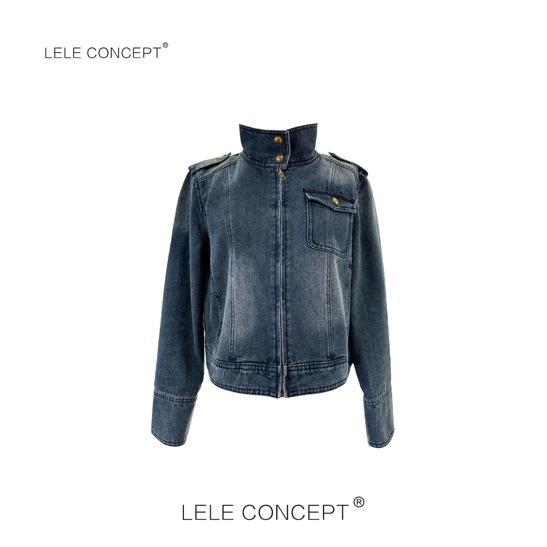 LELE CONCEPT｜【美超】气质大气设计款立领短款牛仔衣Y0582