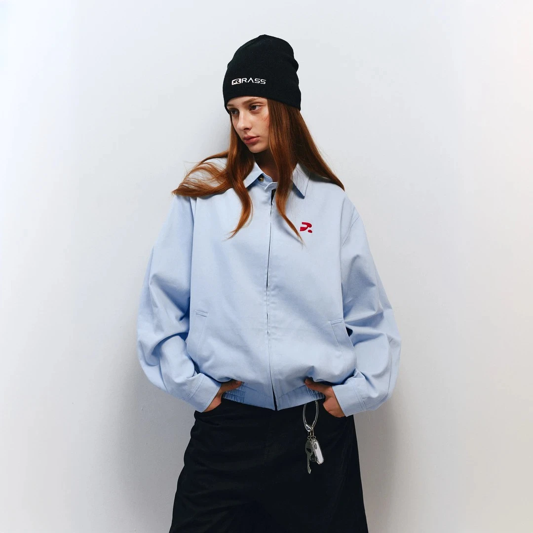 RASS 国潮立领长袖潮流刺绣户外夹克翻领撞色拉链常规款休闲夹克