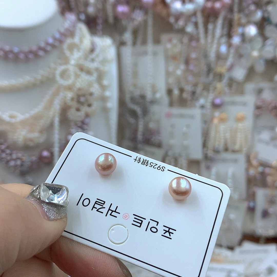 淡水珍珠耳饰银S925镶嵌