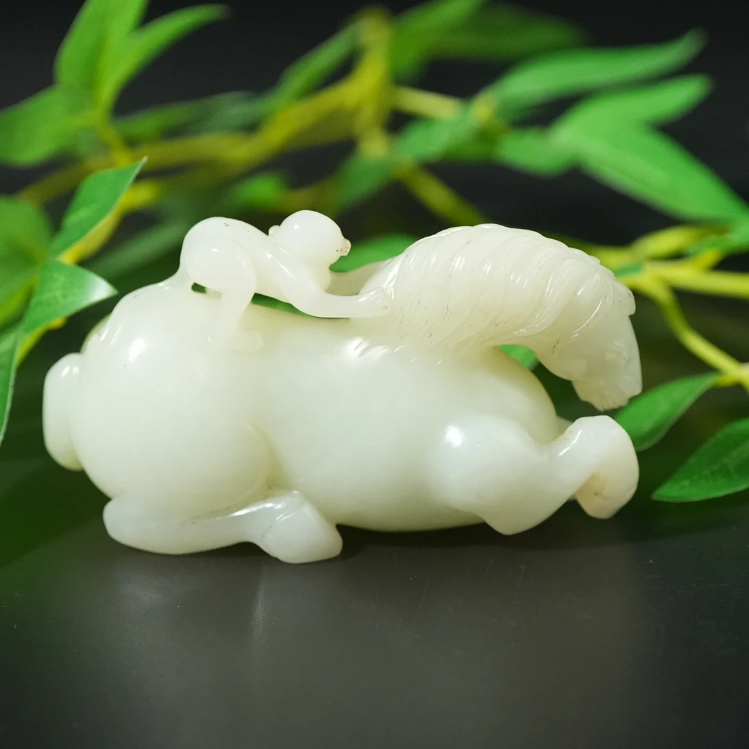 二十世纪和田玉马上封侯摆件LFJ250329001