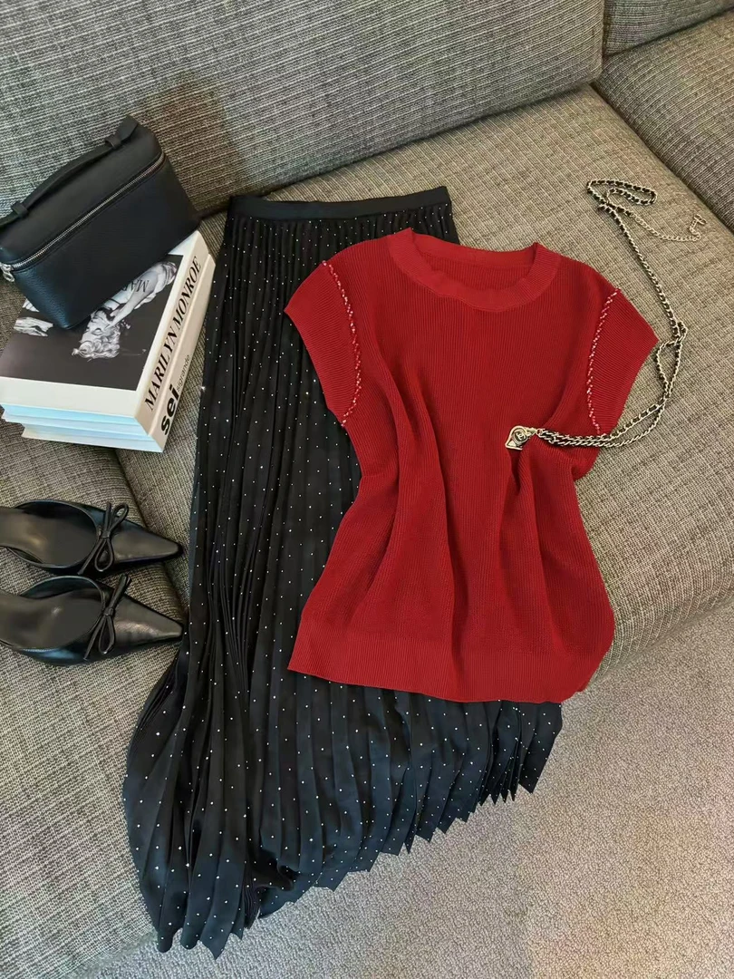 [美美身上款] A1105早春新款时尚百搭气质显瘦针织简约蝙蝠袖上衣