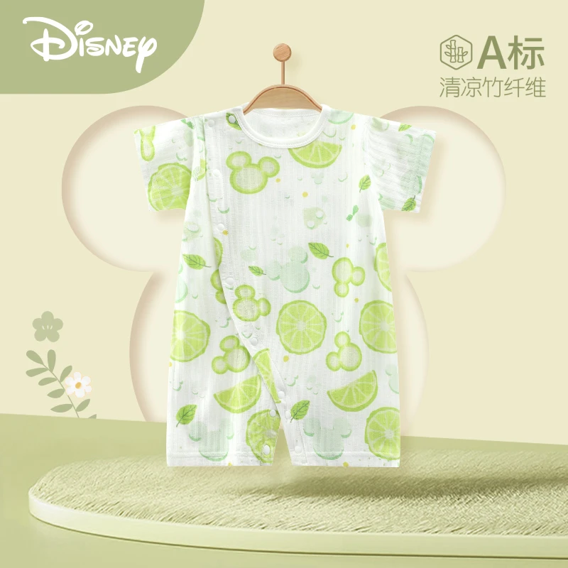 Disney/迪士尼婴儿连体衣竹纤维夏装新生儿衣服夏季短袖哈衣爬服